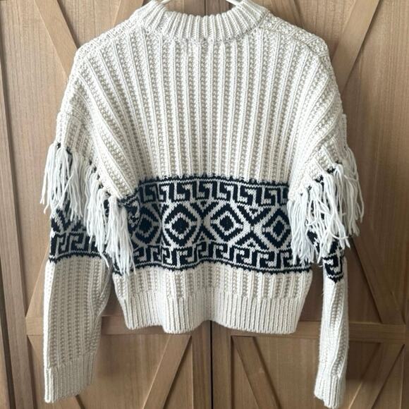 H&M Drop Shoulder Fringe Thick Ribbed Knit Wool Blend Sweater Size Small - Picture 6 of 9